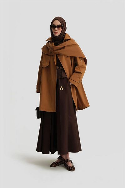 Armine Trench Coat with Scarf Detail 25Y7805 Tan