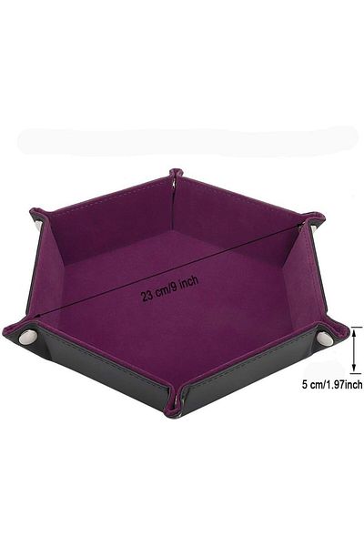 fulina Dice Tray,PU Leather,Folding Rectangle Storage Box, Purple Velvet for Dice Games