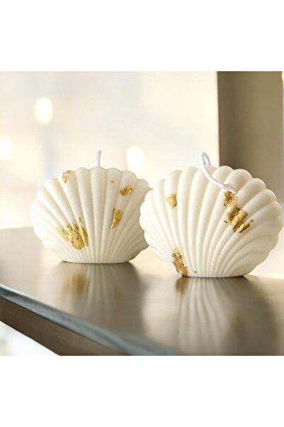 mislinapearls 2li gold detaylı mini midye kokulu mum