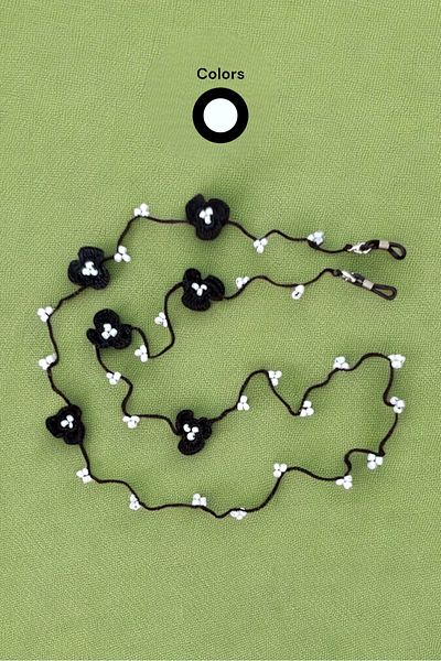 nftart.design Beads and Embroidered Flowers - Handmade Glasses String Strap