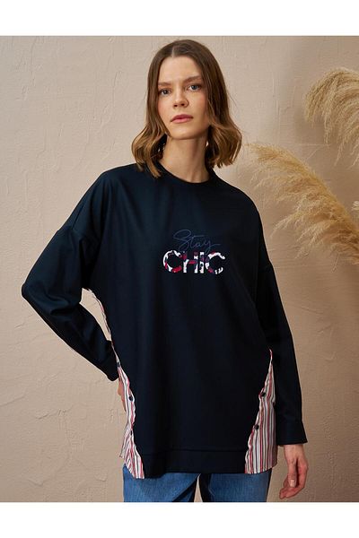 Kayra Φούτερ με σλόγκαν σκούρο Navy Blue