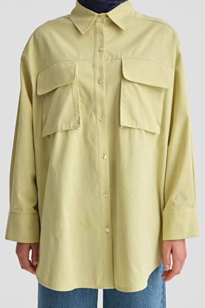 Armine Cepli Gabardin Gömlek Ceket 24k3603 Çağla