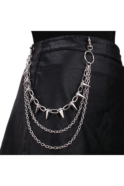 Choice Silver New Hip-hop Punk Metal Rivets Pants Chain Multi-layer Waist Chain Dress Up Pants Hundred With