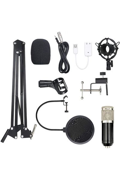 fulina BM800 Condenser Microphone, Adjustable Suspension Scissor Arm,Pop Filter,for Studio & Brocasting