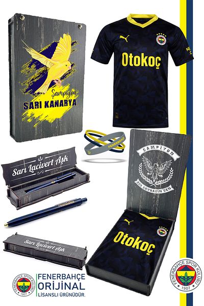 Fenerbahçe Navy Blue Kids Jersey & Silicone Bracelet & Pen Set