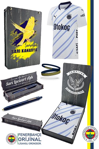 Fenerbahçe Original 24/25 White Jersey & Silicone Wristband & Tip Pen Set with Wooden Box
