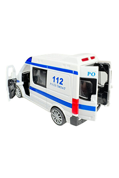 Toyaş Metal Police Car with Lights Sounds Pull Drop Metal Police Patrol Car Doors Opened Police Vehicle 15