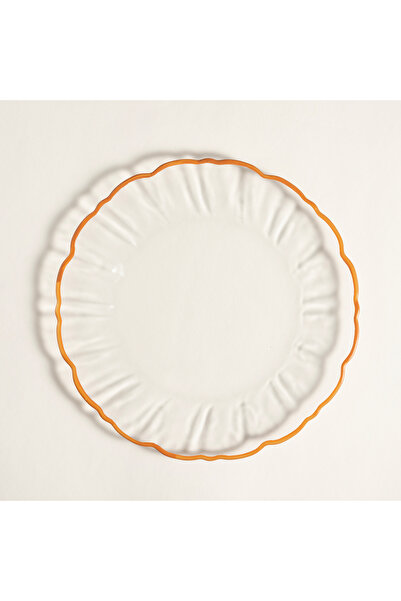 Zsa Zsa Zsu Balat Cam Servis Tabağı 28x28x2,2 Cm Şeffaf - Turuncu