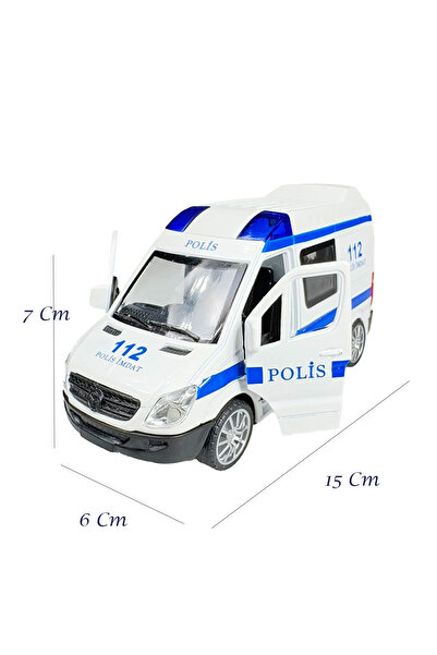 Toyaş Metal Police Car with Lights Sounds Pull Drop Metal Police Patrol Car Doors Opened Police Vehicle 15