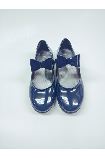 Rose Club Kids Girl's Orthopedic Velcro Scarf Evening Dress Navy Blue Patent Leather Shoes