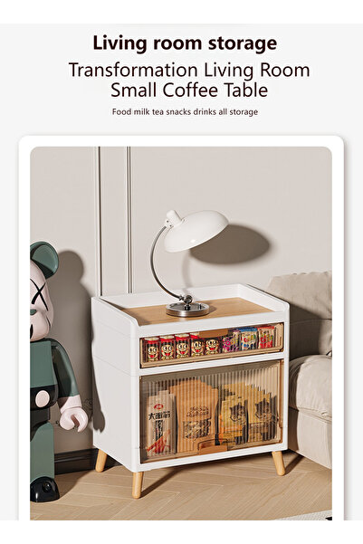 sharpdo Multifunctional Folding Storage Cabinet with Large Capacity Wooden Cover Drawers 58*35*93.5CM