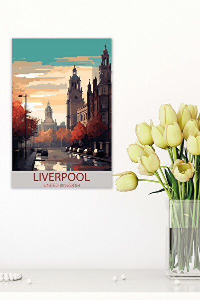 qoeuyl boutique Πίνακας αφίσας από ξύλο MDF Liverpool Retro Vintage 18x27