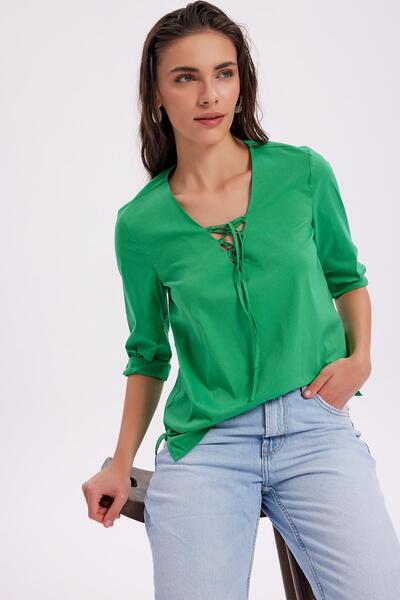 Masha Kate Μπλούζα με γιακά με κορδόνια