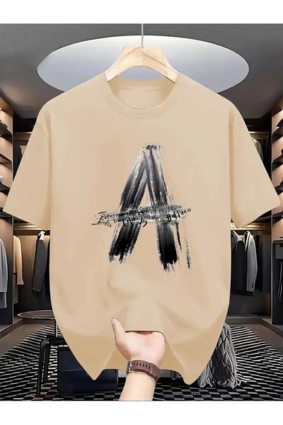 PENTHİLUS Men's Casual Crew Neck T-Shirt Creative "A" Printed Lightweight Stretchy Summer Short Sleeve T-Shirt