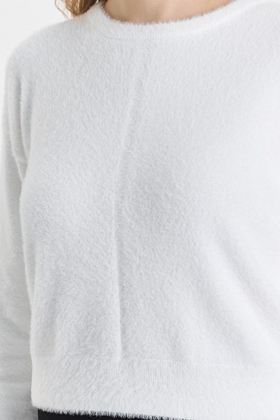 odelon Women's Crew Neck, Bearded Soft Knitwear and Sweater Ecru