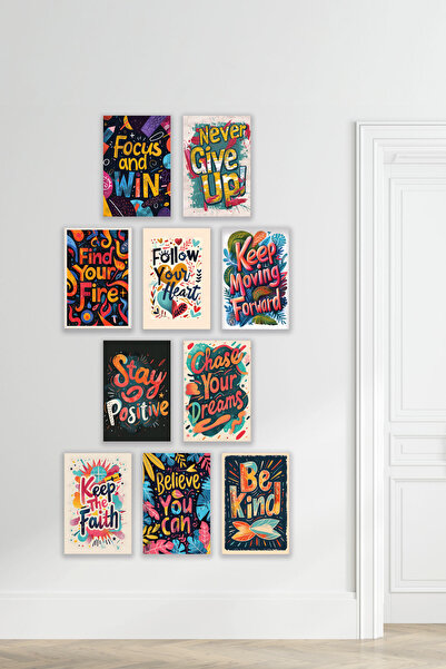 qoeuyl boutique Πολύχρωμες παρακινητικές πινακίδες 10 τμχ Ρετρό Vintage 18x27...