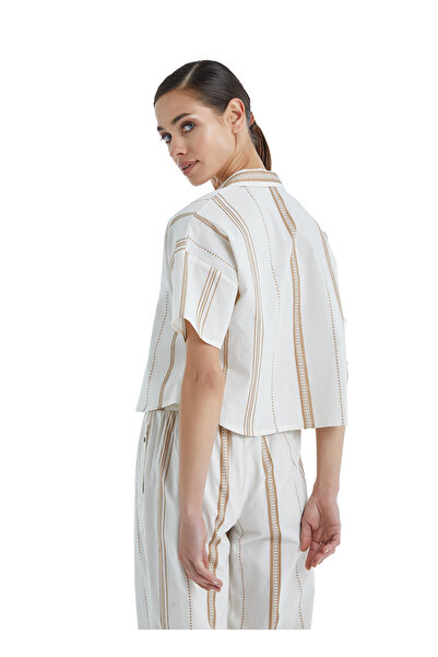 Blackspade Γυναικείο Crop πουκάμισο 60404 - Μπεζ