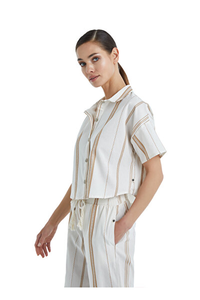 Blackspade Γυναικείο Crop πουκάμισο 60404 - Μπεζ