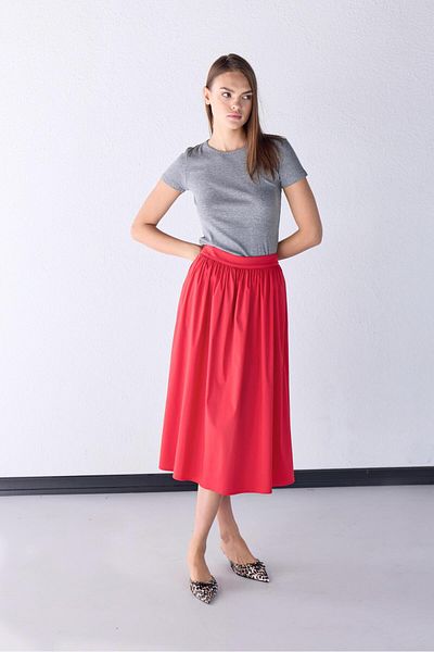 Masha Kate تنورة متوسطة الطول بخصر متجمع