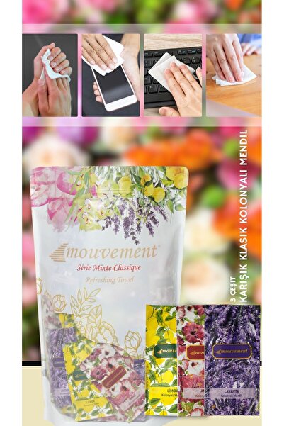 MOUVEMENT 160 Adet - Kolonyalı Islak Mendil - Karışık Klasik Paket - Tek Kullanımlık