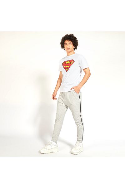 SP Characters Superman Print Slim Fit T-shirt With Crew Neck And Short Sleeves