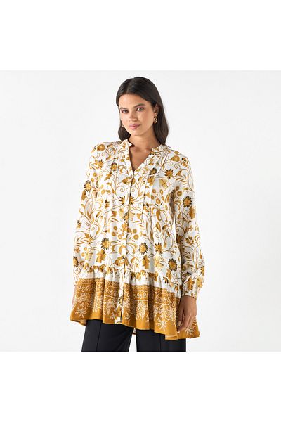 2Xtremz All-over Floral Print Tunic With Long Sleeves