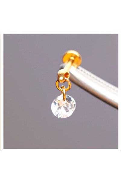 Bylin G23 Titanyum Sallantı Daire Zirkon Titanyum Kıkırdak Piercing/Labret Pi...