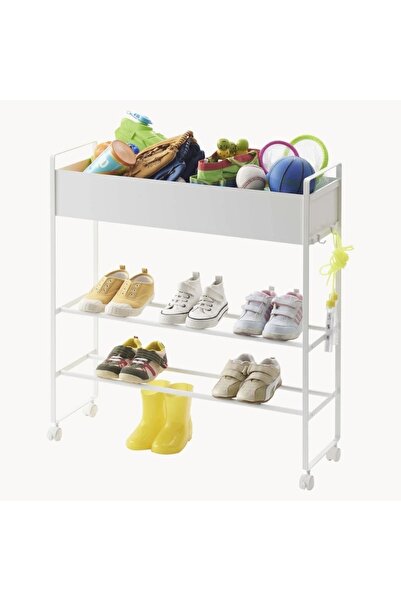 Doffo Tekerli Çok Amaçlı Ayakkabılık Metal Raf Arabası