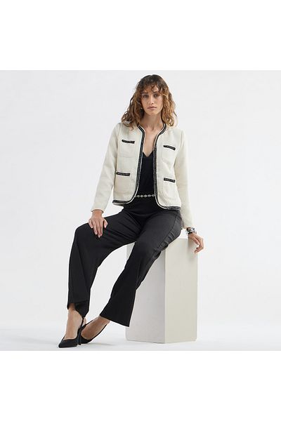 FAV Textured Blazer With Long Sleeves And Pockets