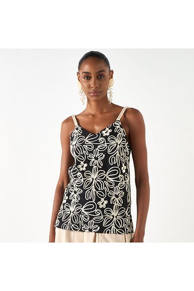 2Xtremz Floral Detail Top With Spaghetti Straps
