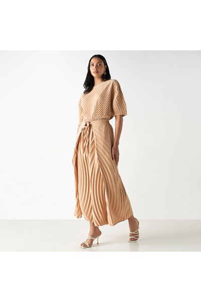 2Xtremz Textured Wide Leg Wrap Pants With Tie-ups