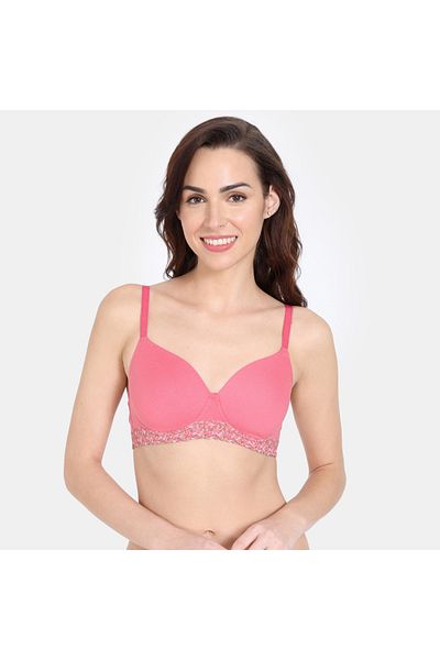 Zivame Padded Non-wired Bra With Hook And Eye Closure