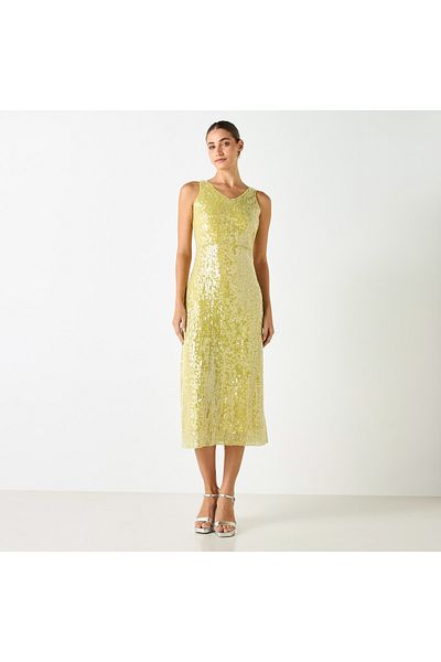 Iconic All-over Embellished Sleeveless V-neck Dress
