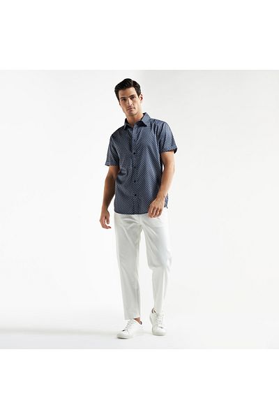 FAV All-over Geometric Print Shirt With Collar And Short Sleeves