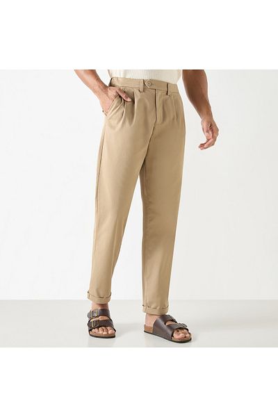 Iconic Solid Regular Fit Trousers With Pockets