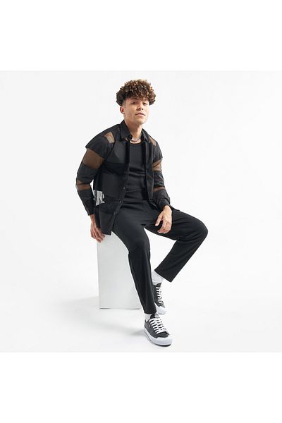 FAV Mesh Panelled Button Up Shirt With Long Sleeves