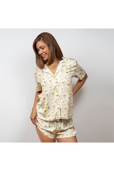 Aadaraya Floral Print Shirt And Shorts Set