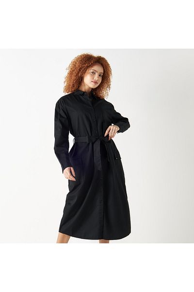 Lee Cooper Belted Denim Shirt Dress With Utility Pockets