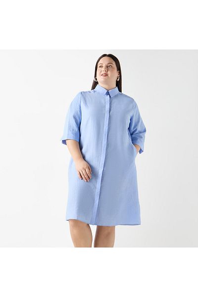 Ulla Popken Plus Size Shirt Dress With Pocket
