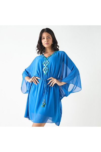Iconic Embellished Kaftan Top With V-neck