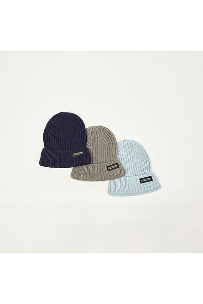 Lee Cooper Set Of 3 - Crochet Textured Beanie Cap