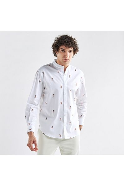 FAV All-over Printed Shirt With Mandarin Collar And Long Sleeves