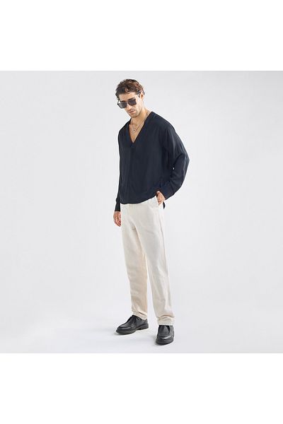 FAV Relaxed Fit Shirt With V-neck And Long Sleeves