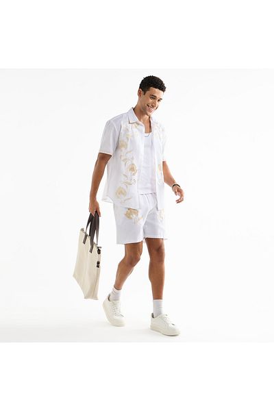 FAV Regular Fit Embroidered Shirt With Collar And Short Sleeves