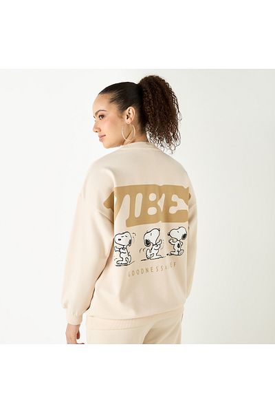 SP Characters Snoopy Print Crew Neck Sweatshirt With Long Sleeves