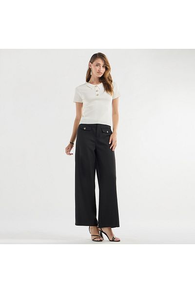 FAV Solid Top With Collared Neck And Short Sleeves