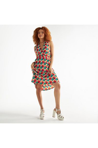 FAV All-over Print Halter Neck Dress With Shirred Detail