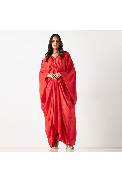 Iconic All-over Floral Print Kaftan Dress With Long Sleeves