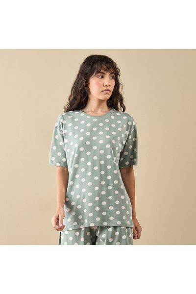 FAV Polka Dot Print T-shirt And Shorts Set