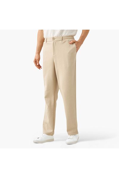 Iconic Regular Fit Flexi Waist Trousers With Button Closure